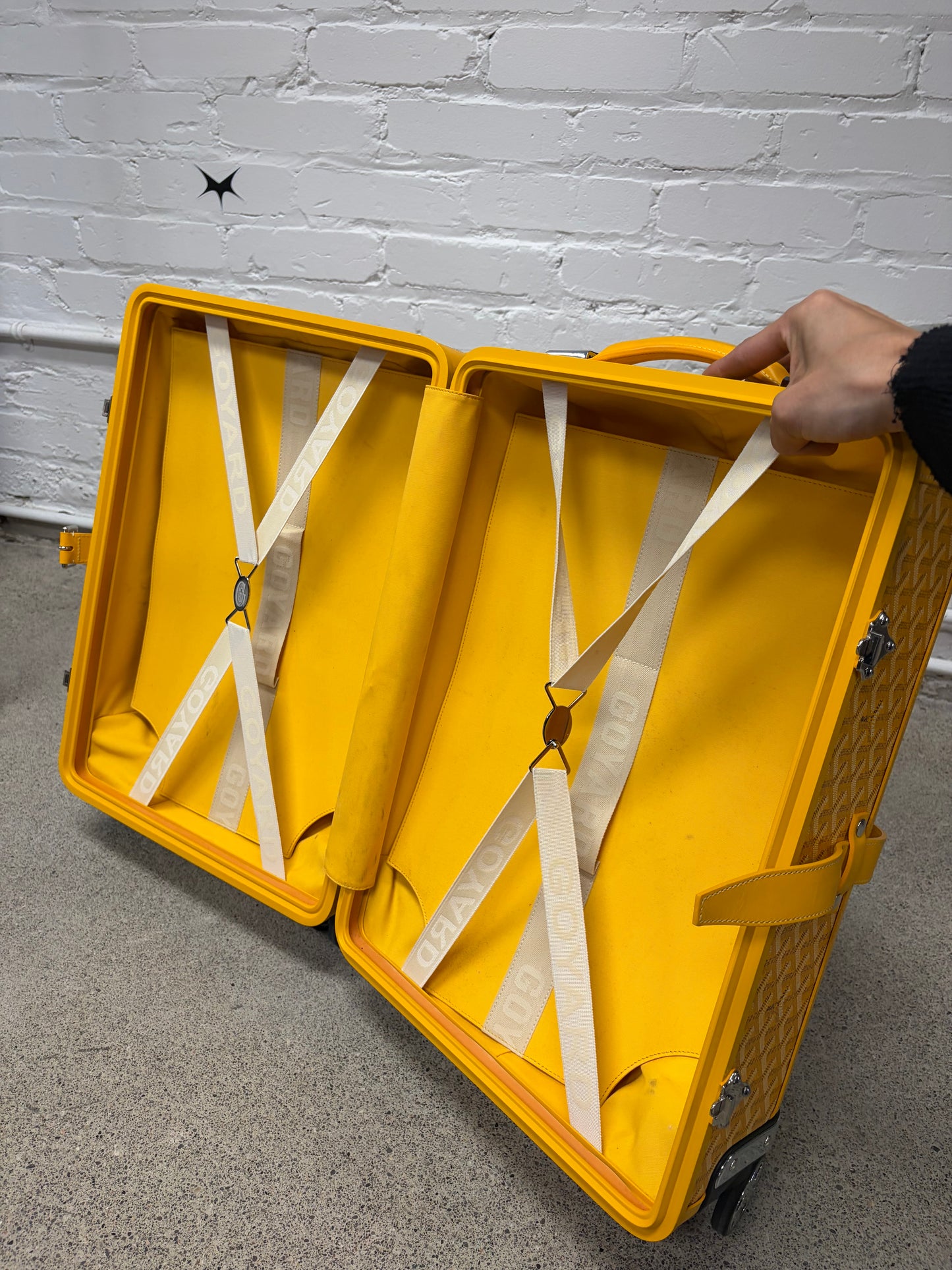 Goyard ‘Bourget PM’ Yellow Monogram Leather Trolley Rolling Carry-On Suitcase
