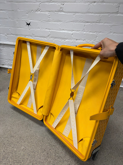 Goyard ‘Bourget PM’ Yellow Monogram Leather Trolley Rolling Carry-On Suitcase