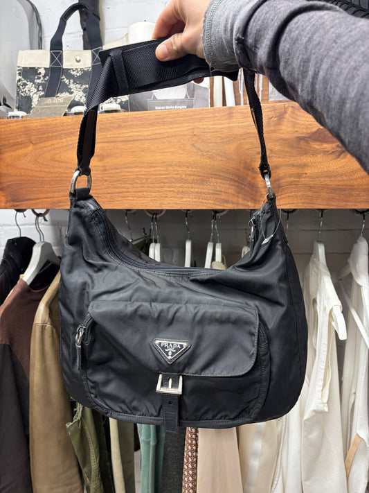 Prada Black Nylon Crossbody ‘Hobo’ Bag