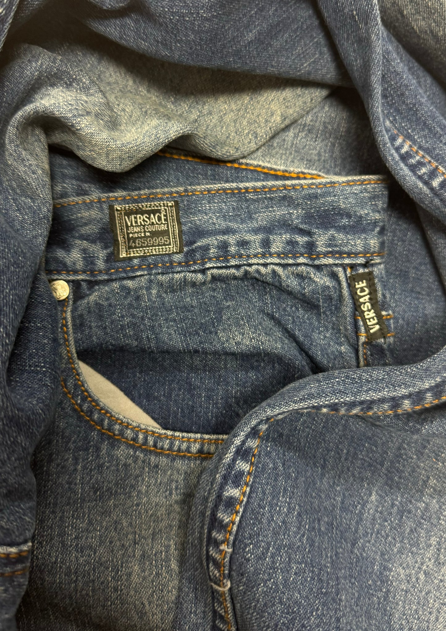 Vintage 1990s Versace Blue Wide Cut Denim