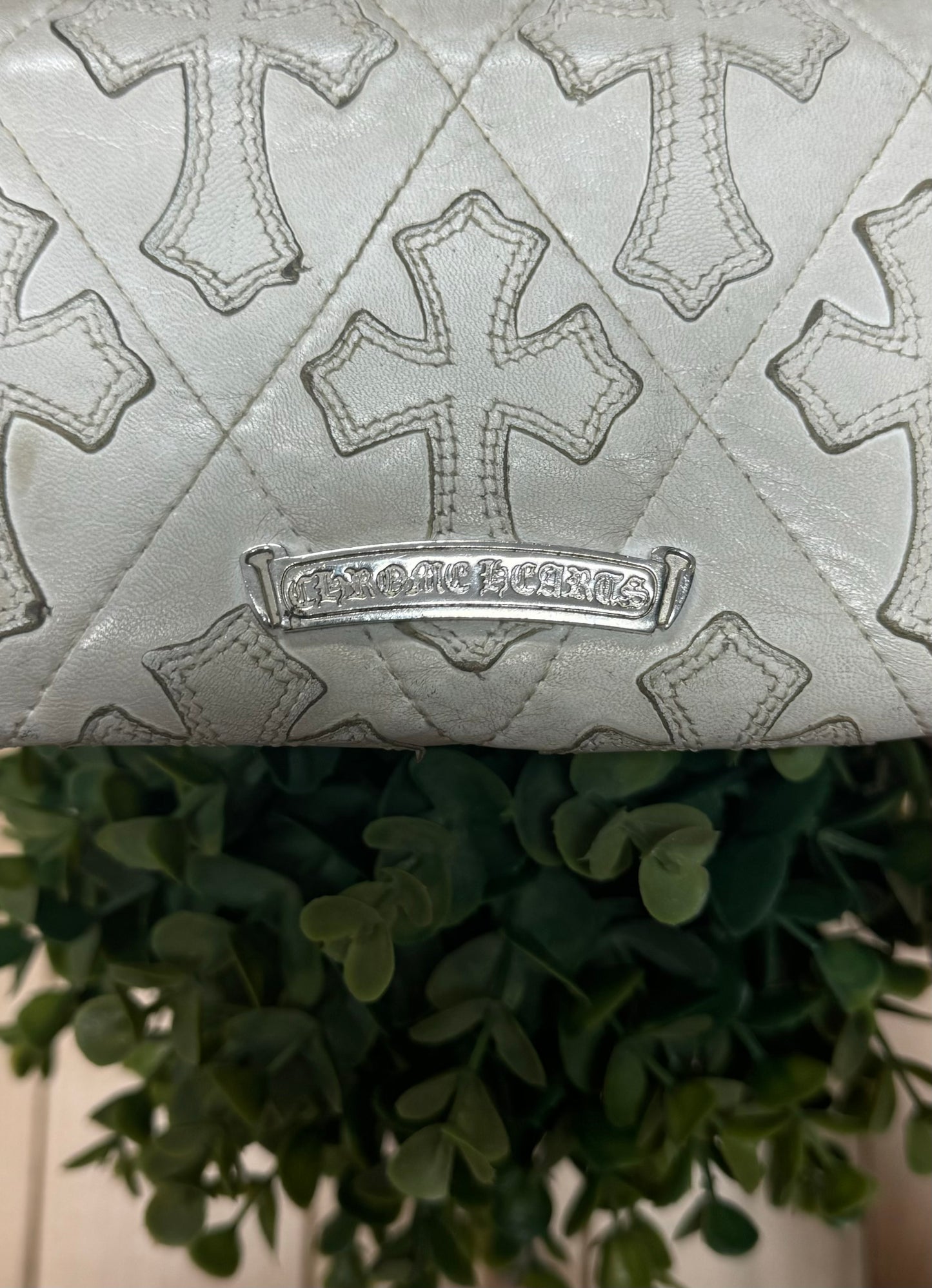 Chrome Hearts ‘Multi Cross’ Calfskin White Leather Long Wallet