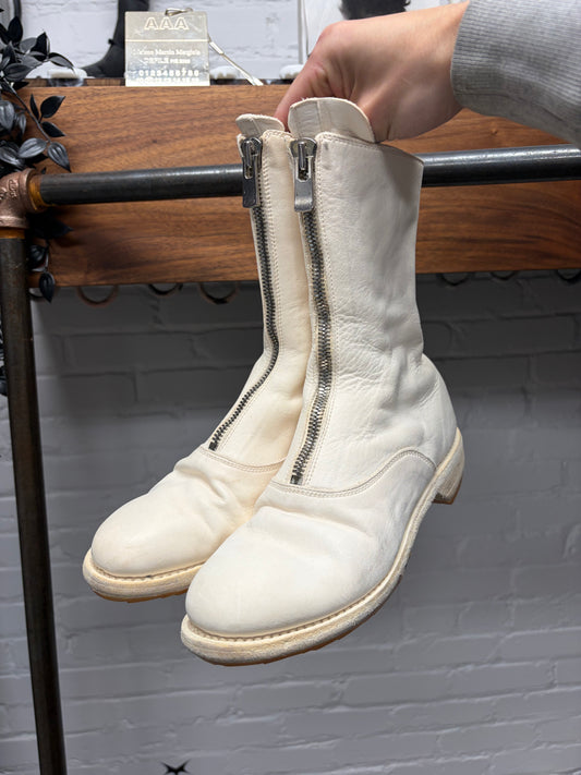 Guidi ‘310’ Front Zip White Leather High Cut Boots
