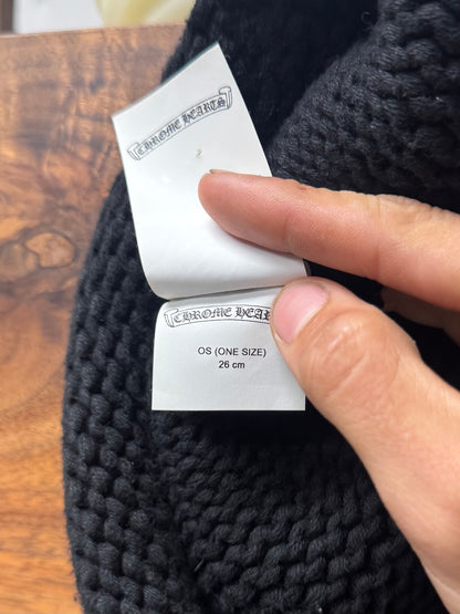 Chrome Hearts Cashmere Leather ‘Single Cross Patch’ Black Knit Beanie