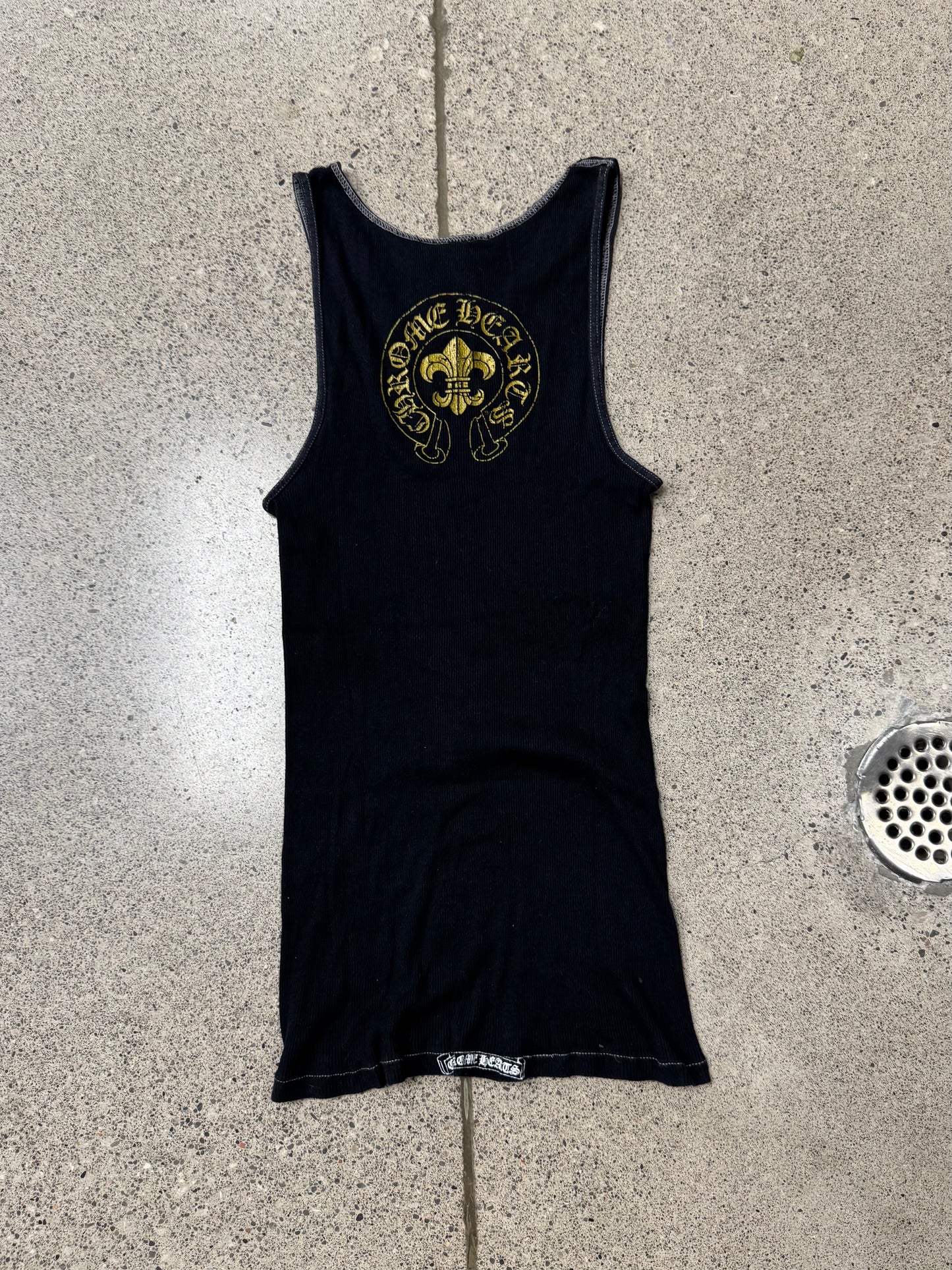 2000s Chrome Hearts ‘Dagger Flooded’ Ribbed Black Tank Top