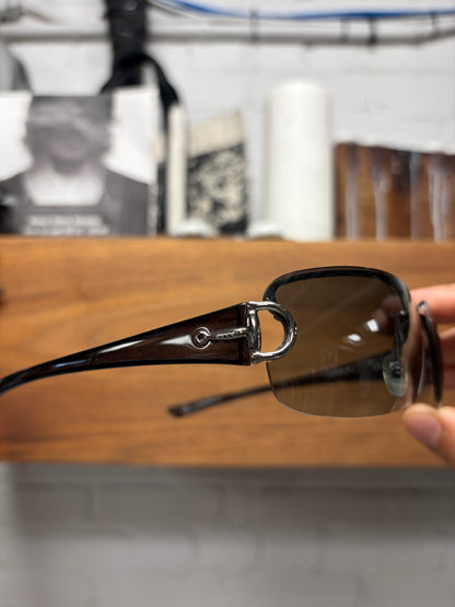 2000s Gucci ‘Horsebit’ Silver Arm Detailed Rimless Sunglasses