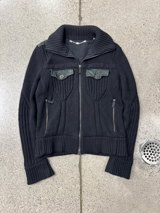 Dirk Bikkembergs Ribbed Wool/Suede ‘Drivers’ Sweater