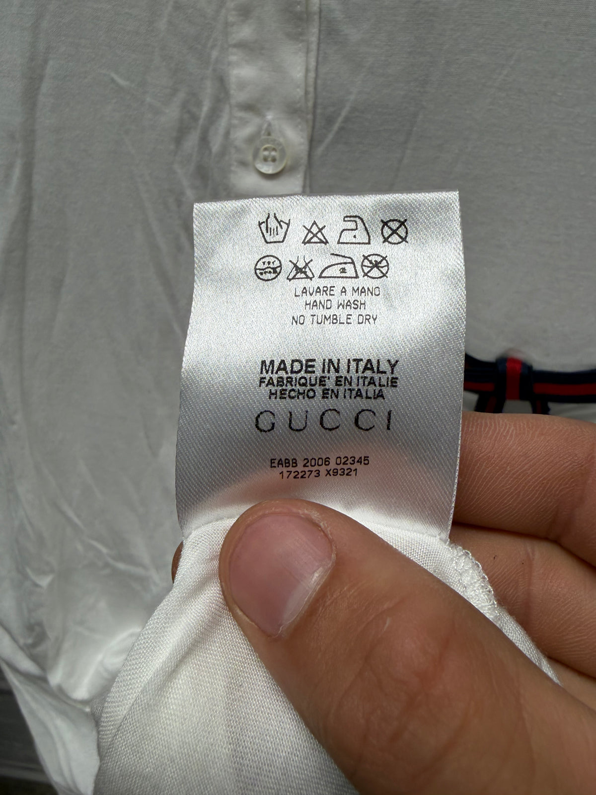 Gucci ‘Stripe Logo’ White Short Sleeve Fitted Henley T-Shirt