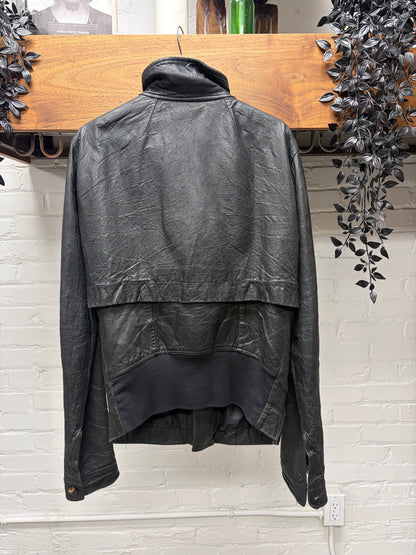 SS2009 Rick Owens ‘Strutter’ Black Lambskin Leather ‘Mollino’ High Neck Zip Jacket