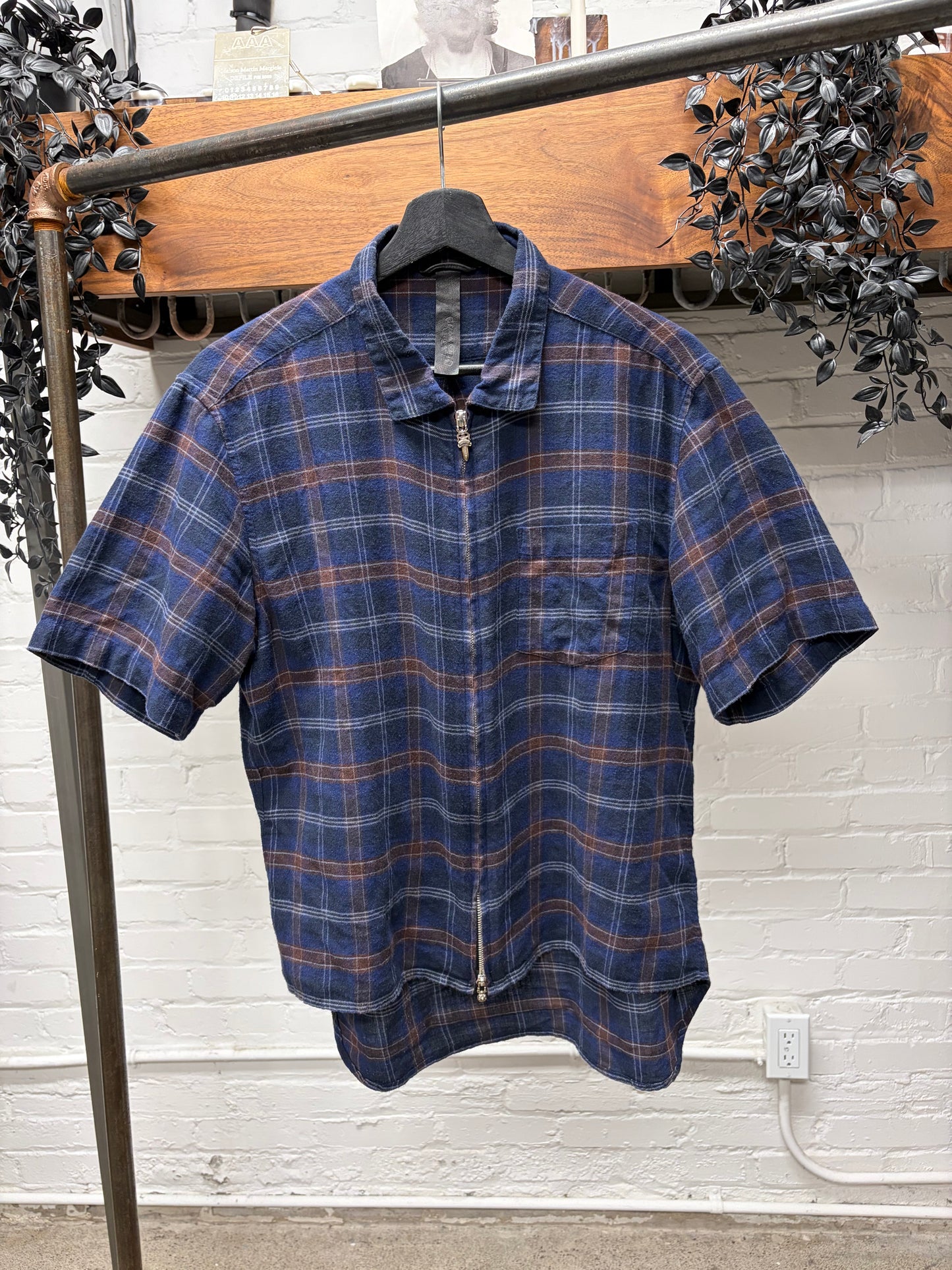 Chrome Hearts ‘Heywood’ 925 Silver ‘Dagger Zip’ Plaid Short Sleeve Shirt