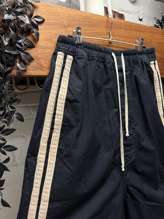 AW2014 Rick Owens ‘Moody’ Boxer Striped Black/Milk Drawstring Shorts