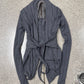 2000s Rick Owens ‘Lilies’ Dark Grey Tie Up Cardigan