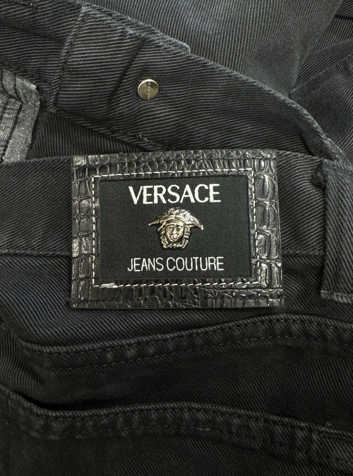 1990s Versace Jeans Black Wide Leg Denim