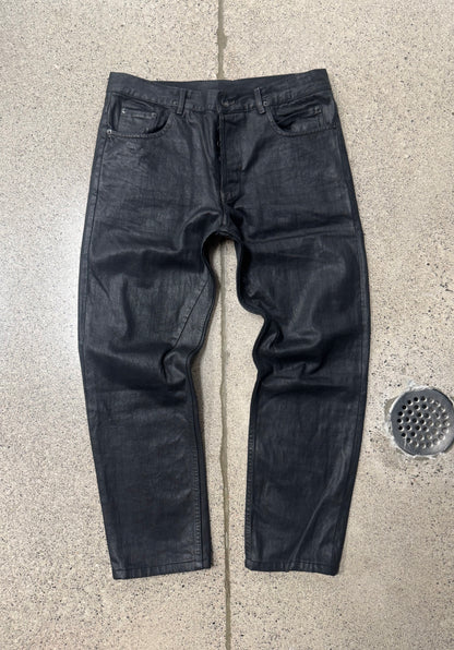 2000s Rick Owens ‘Berlin Cut’ Waxed Black Denim