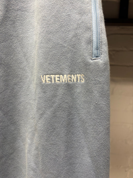 SS2018 Vetements Embroidered Logo Light Blue Sweatpants