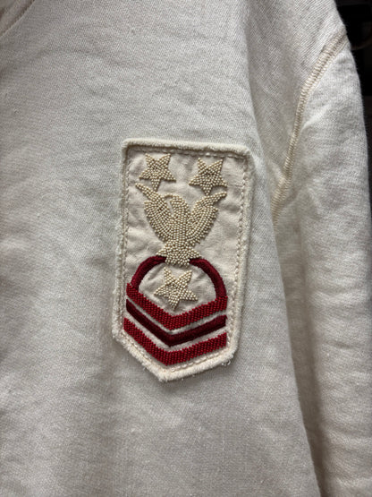 Valentino Beaded ‘Badge Logo’ Muslin Cotton Zip-Up Hoodie