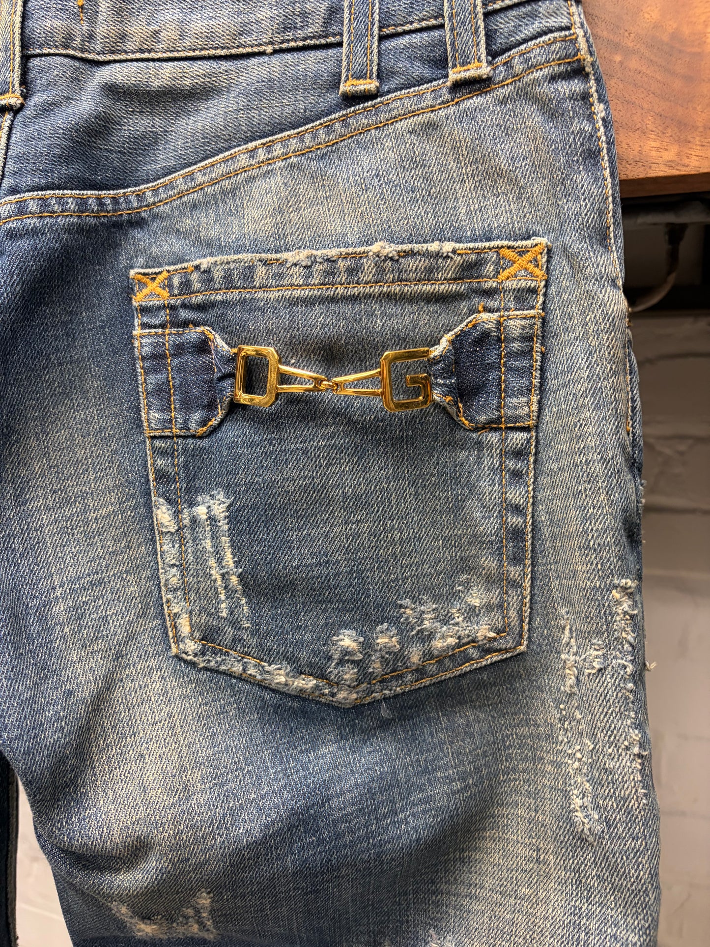 2000s Dolce & Gabbana ‘Horsebit’ D&G Logo Mudwash Blue Denim
