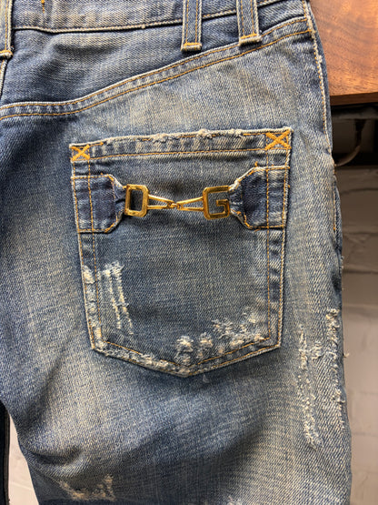 2000s Dolce & Gabbana ‘Horsebit’ D&G Logo Mudwash Blue Denim