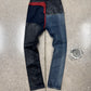 Rick Owens DRKSHDW Red/Black Waxed ‘Detroit’ Cut Hybrid Denim