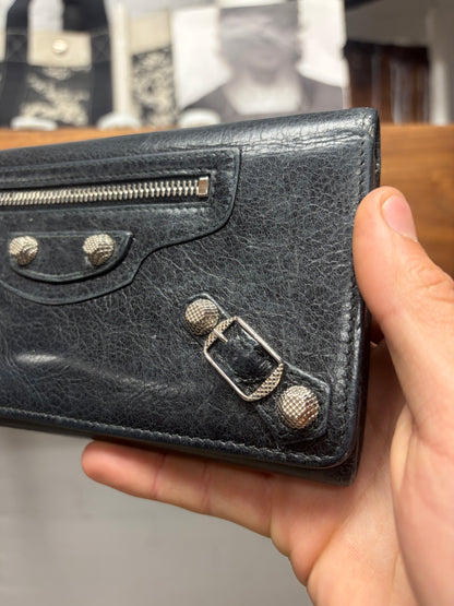 Balenciaga ‘Giant Continental’ Black Leather Long Wallet