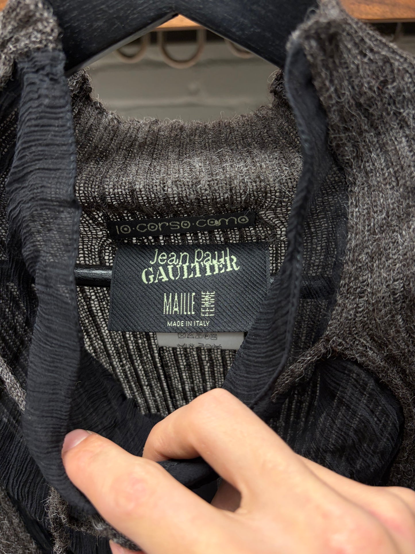 Vintage Jean Paul Gaultier ‘Maille’ Sheer/Ribbed Wool Knit Sweater