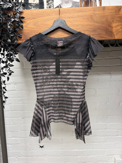 Vintage Jean Paul Gaultier Sheer Black Mesh Top with Drapery