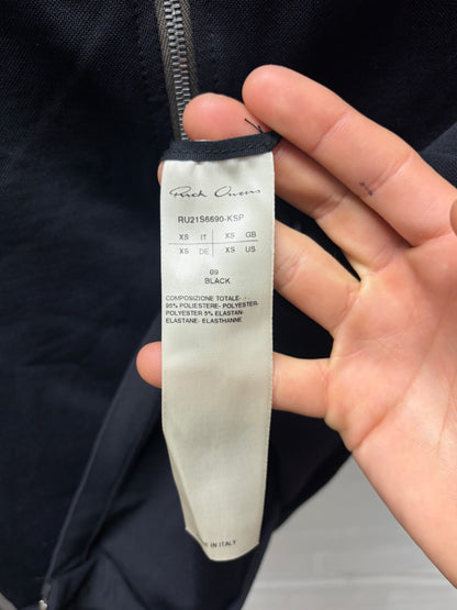 SS2021 Rick Owens ‘Phlegethon’ Ribbed Black Scuba Zip-Up Hoodie
