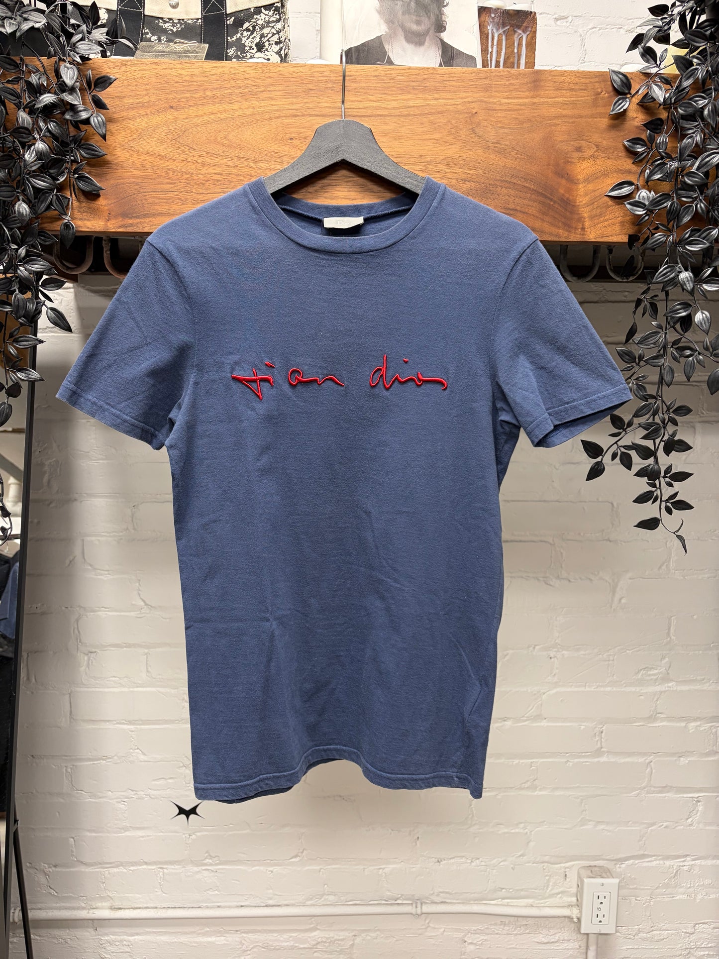 SS2016 Dior Homme ‘Script’ Blue/Red Written Logo T-Shirt