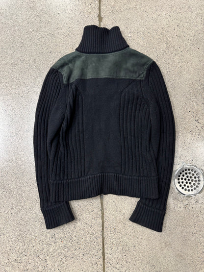 Dirk Bikkembergs Ribbed Wool/Suede ‘Drivers’ Sweater