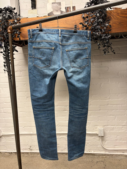 Dior Homme ‘Clawmark’ Washed Blue Skinny Jeans