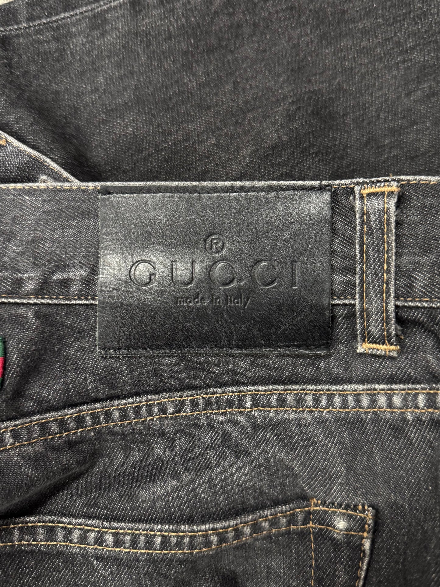 Vintage Gucci by Tom Ford ‘Buckle-Back’ Gucci Striped Denim