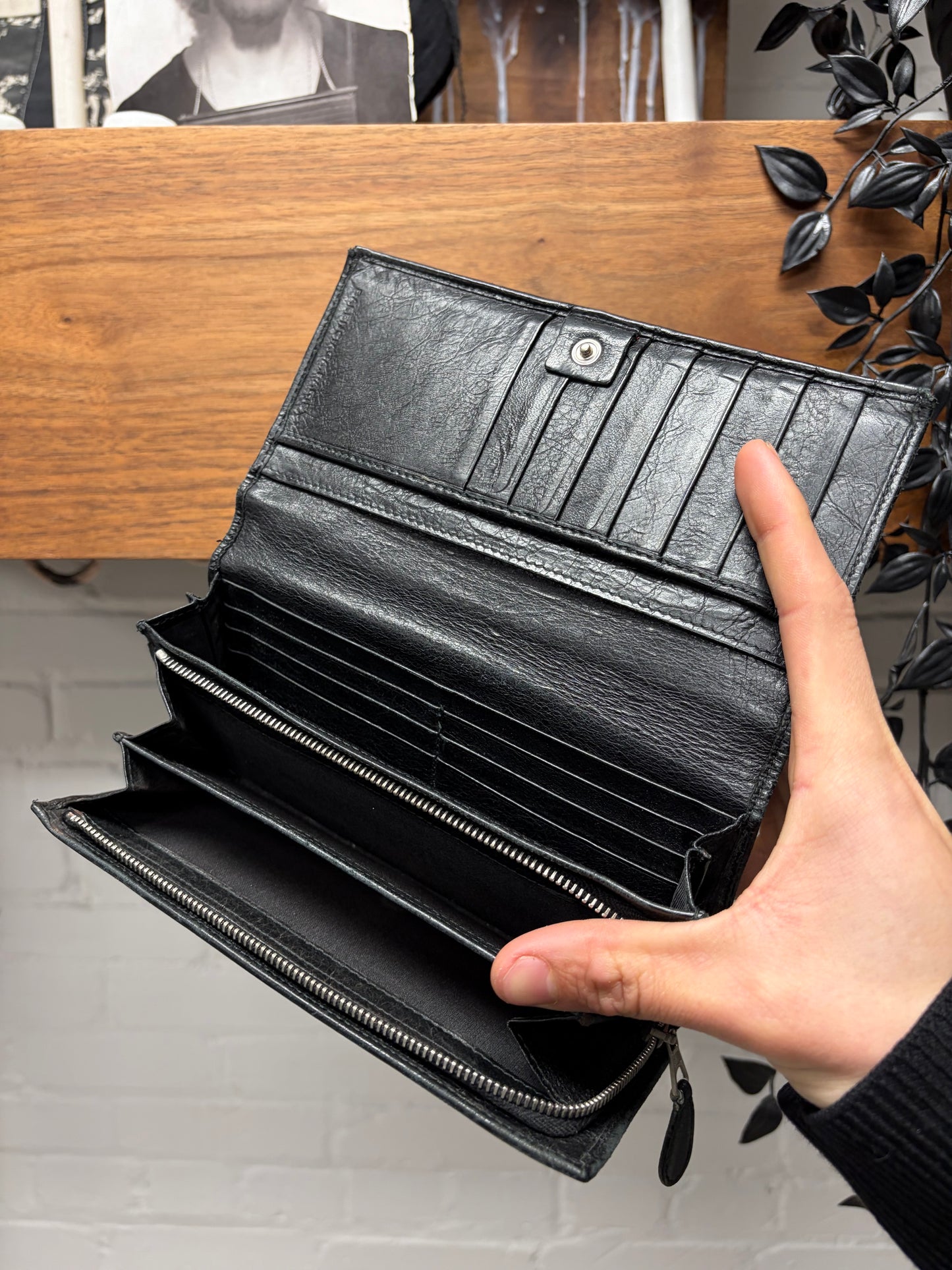 Balenciaga ‘City’ Black Calfskin Leather Long Wallet