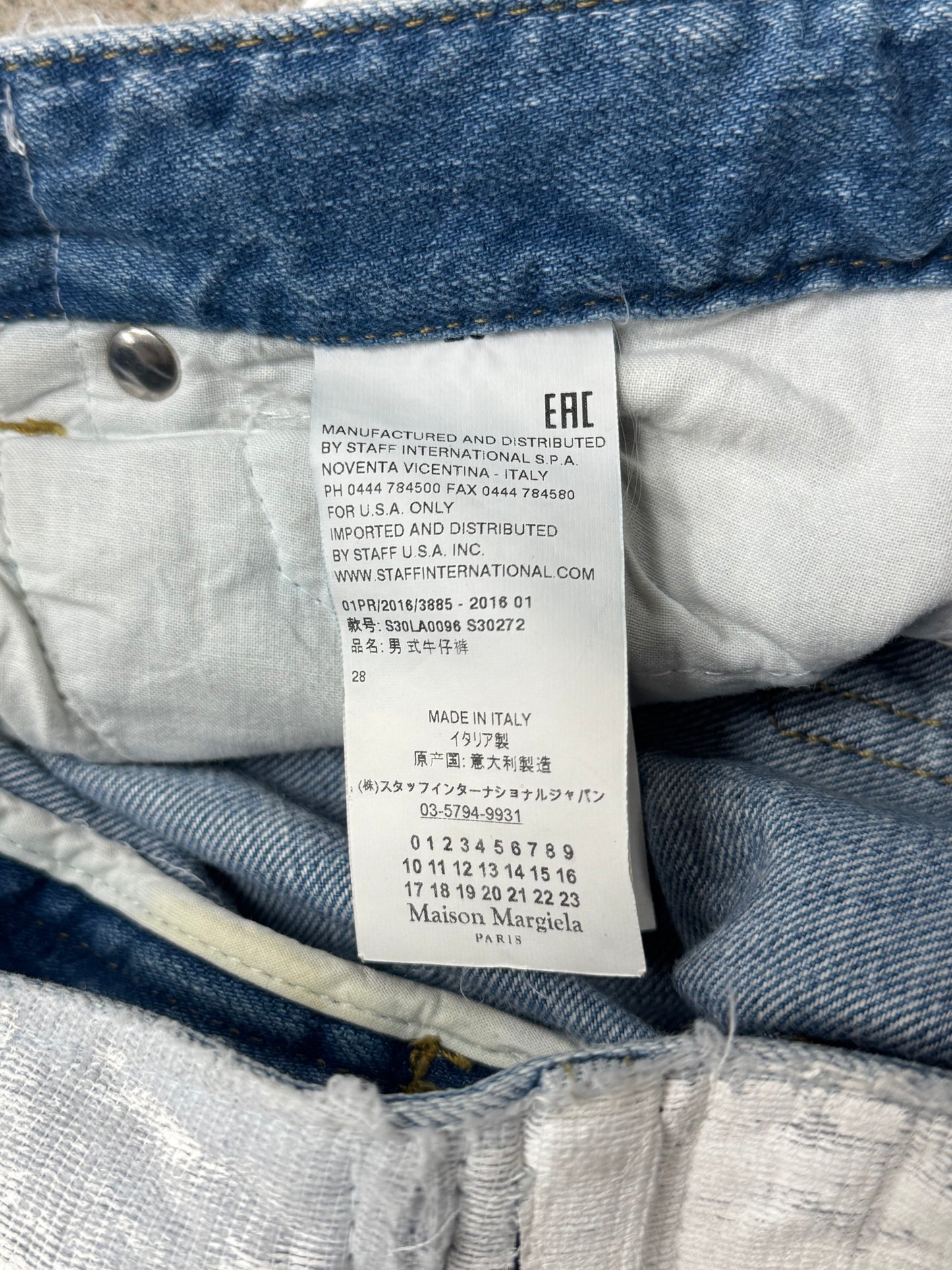 SS2016 Maison Margiela ‘Paint Coated’ White/Blue Denim
