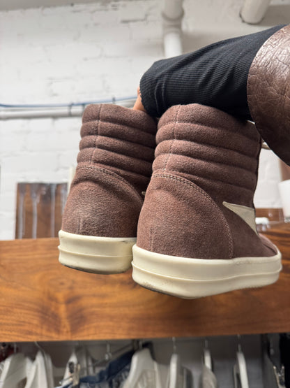 AW2024 Rick Owens ‘Porterville’ Dust Brown Suede ‘Vans’ High Top Sneakers