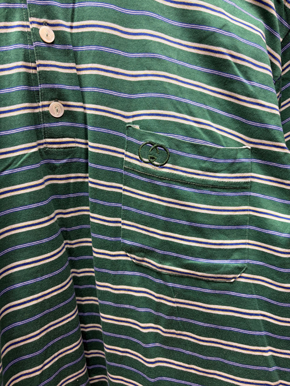 Vintage 1980’s Striped Green ‘GG Embroidered Logo’ Polo