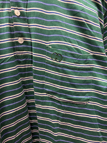 Vintage 1980’s Striped Green ‘GG Embroidered Logo’ Polo