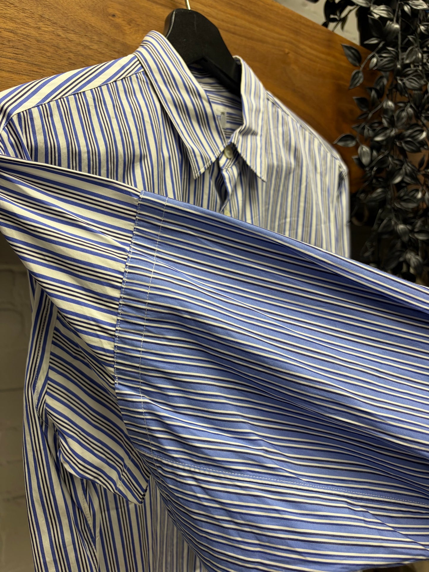 Comme Des Garçons Shirt Pinstripe Reconstructed Button Up Shirt