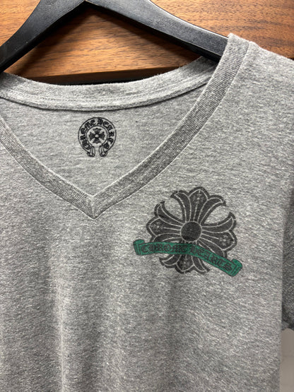 Chrome Hearts Grey/Green ‘Horseshoe Logo’ V-Neck T-Shirt