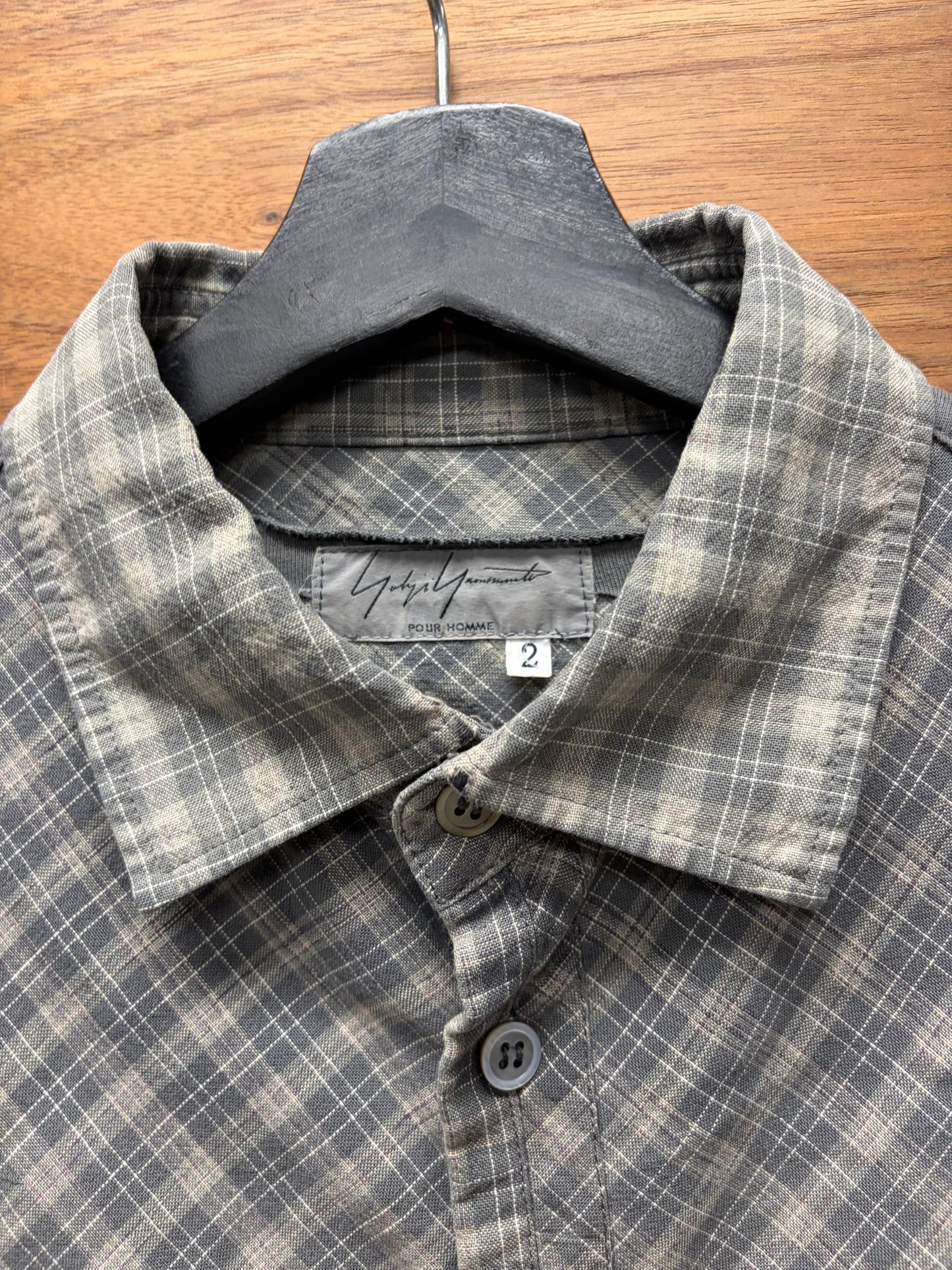 Yohji Yamamoto Pour Homme ‘Shoulder Panel’ Gingham Plaid Button Up Shirt