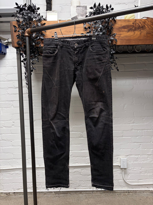 OG Number (N)ine ‘Crying Heart Patch’ Black Sun Faded Skinny Jeans