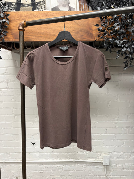 SS1997 Gucci by Tom Ford ‘Gold Buckle’ Basic Brown T-Shirt