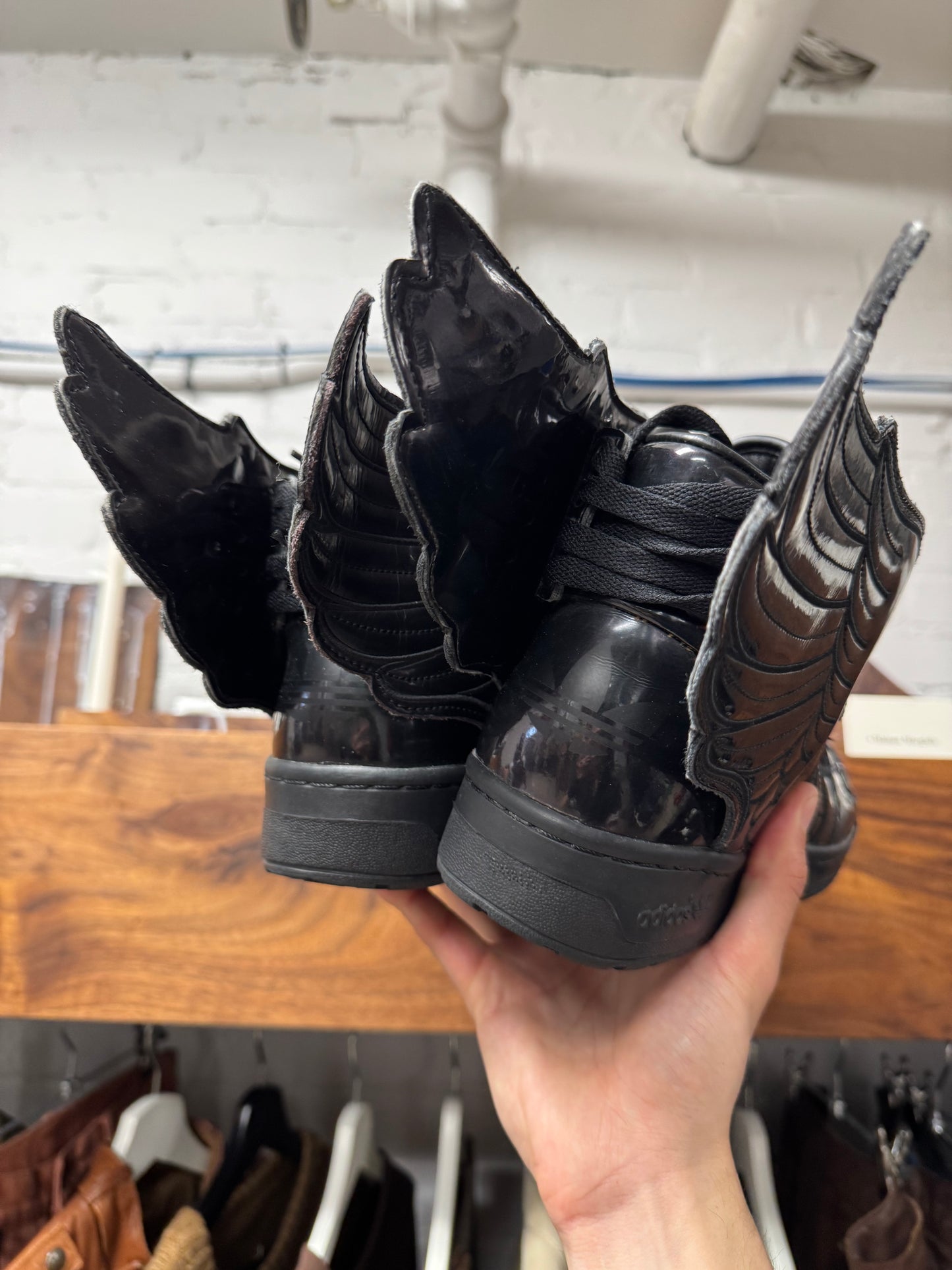 Jeremy Scott Wings 2.0 Black Patent Leather High Top Sneakers