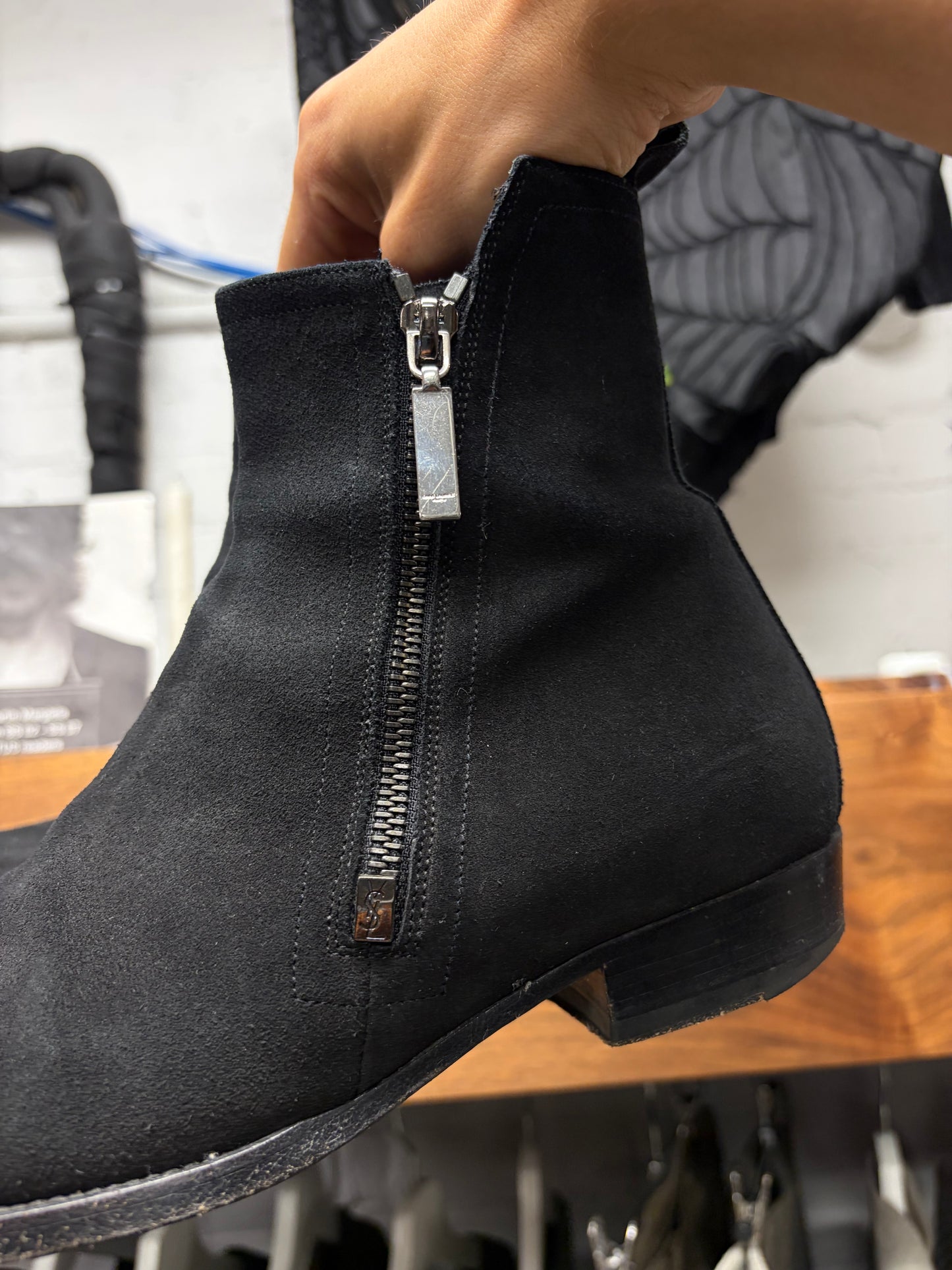 Saint Laurent ‘Wyatt’ Black Exposed Side Zip Ankle Boots