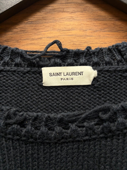 2019 Saint Laurent Distressed ‘Raw Hem’ Wool Knit Sweater