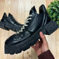 AW2021 Rick Owens ‘Gethsemane’ Tractor Black Leather Low Top Boots