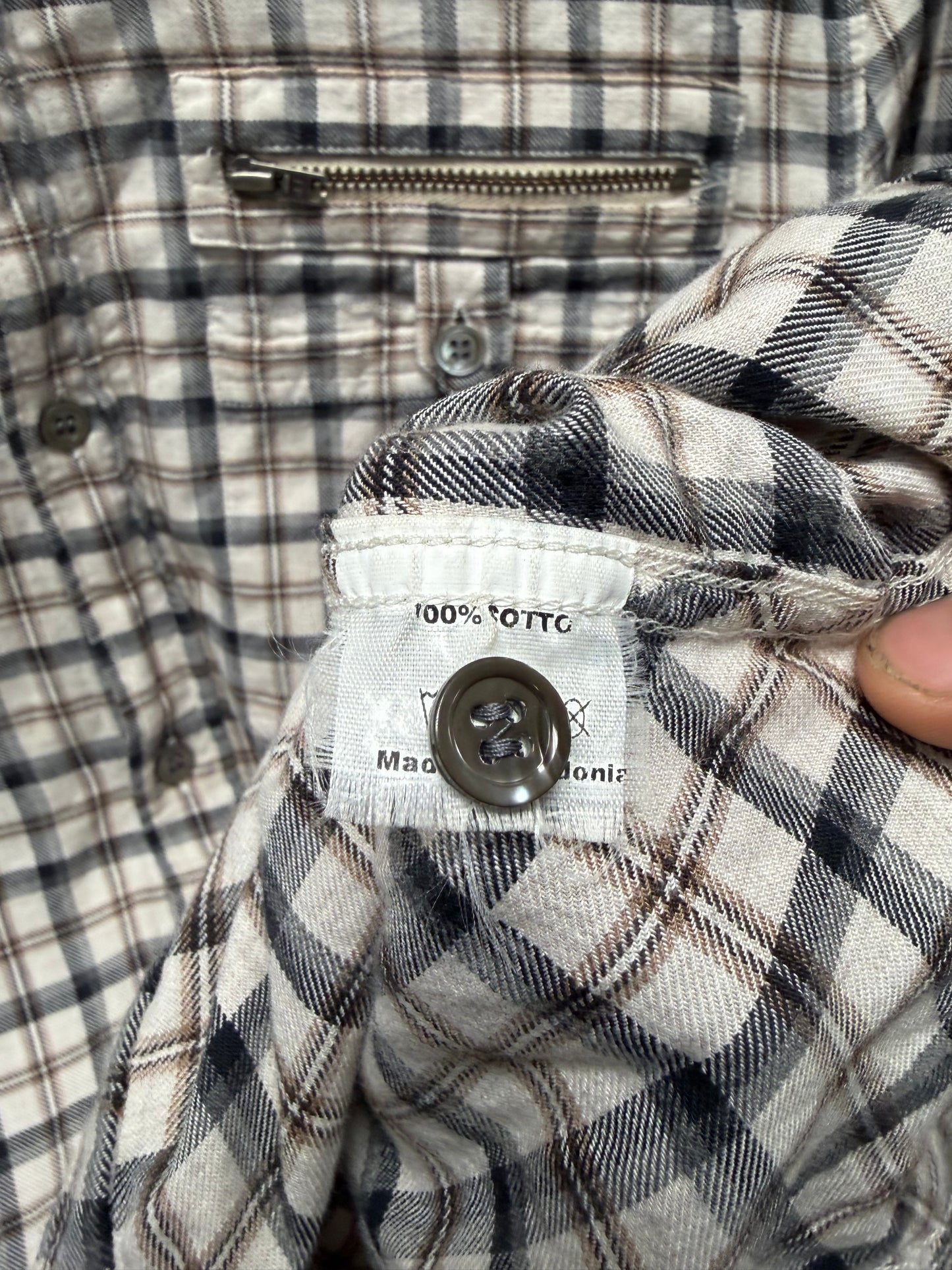 Veronique Branquinho Gingham Button Up Shirt with Corduroy Back Panel