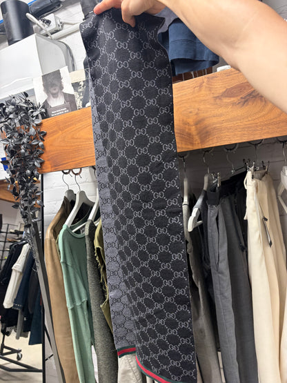 Gucci ‘Guccisima’ Black/Grey Double Sided Monogram Wool Scarf