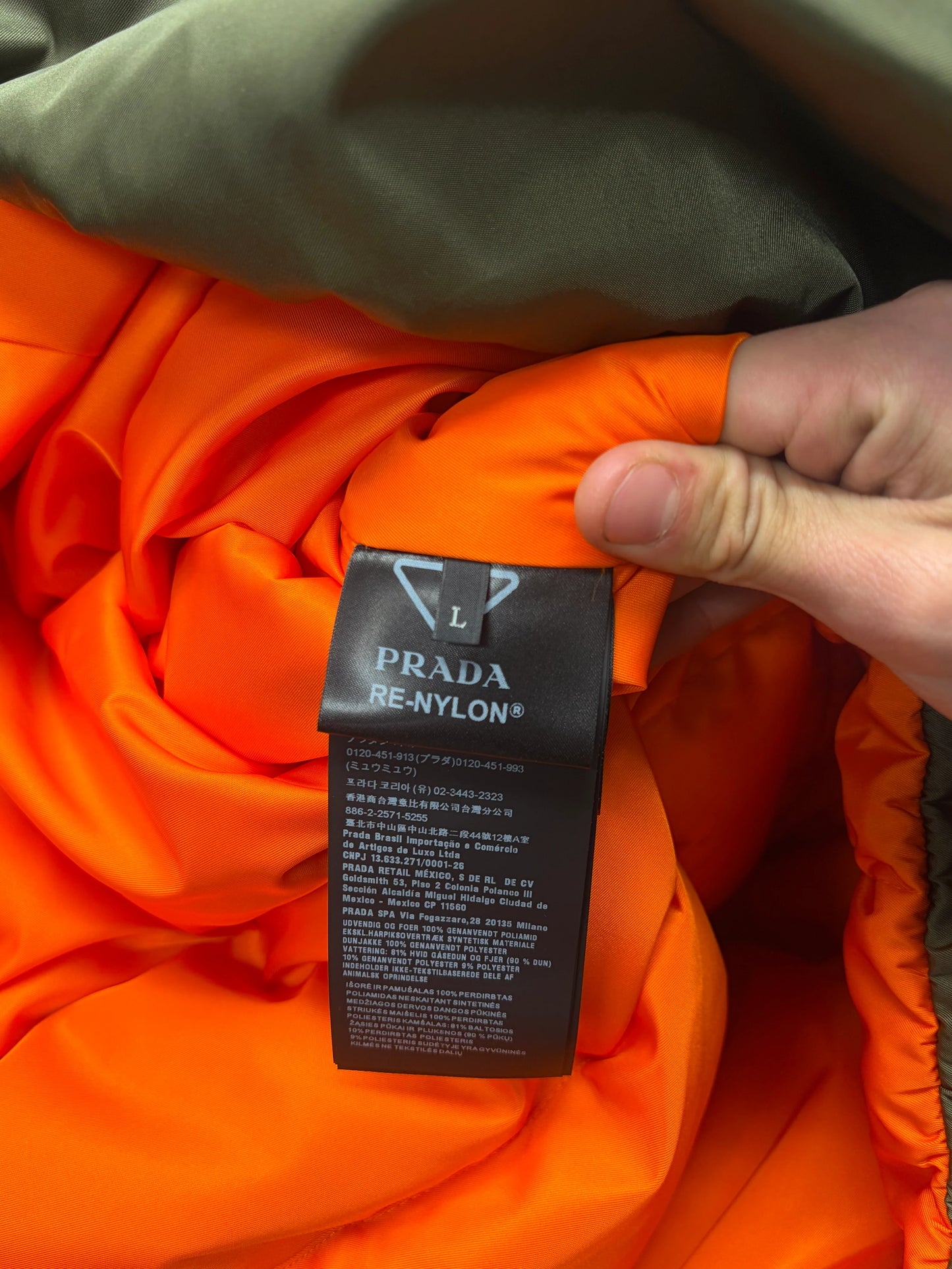 Prada Military Green Re-Nylon Oversized Bomber Jacket