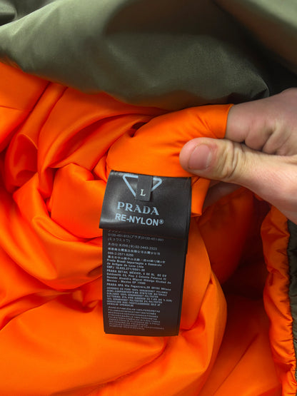 Prada Military Green Re-Nylon Oversized Bomber Jacket