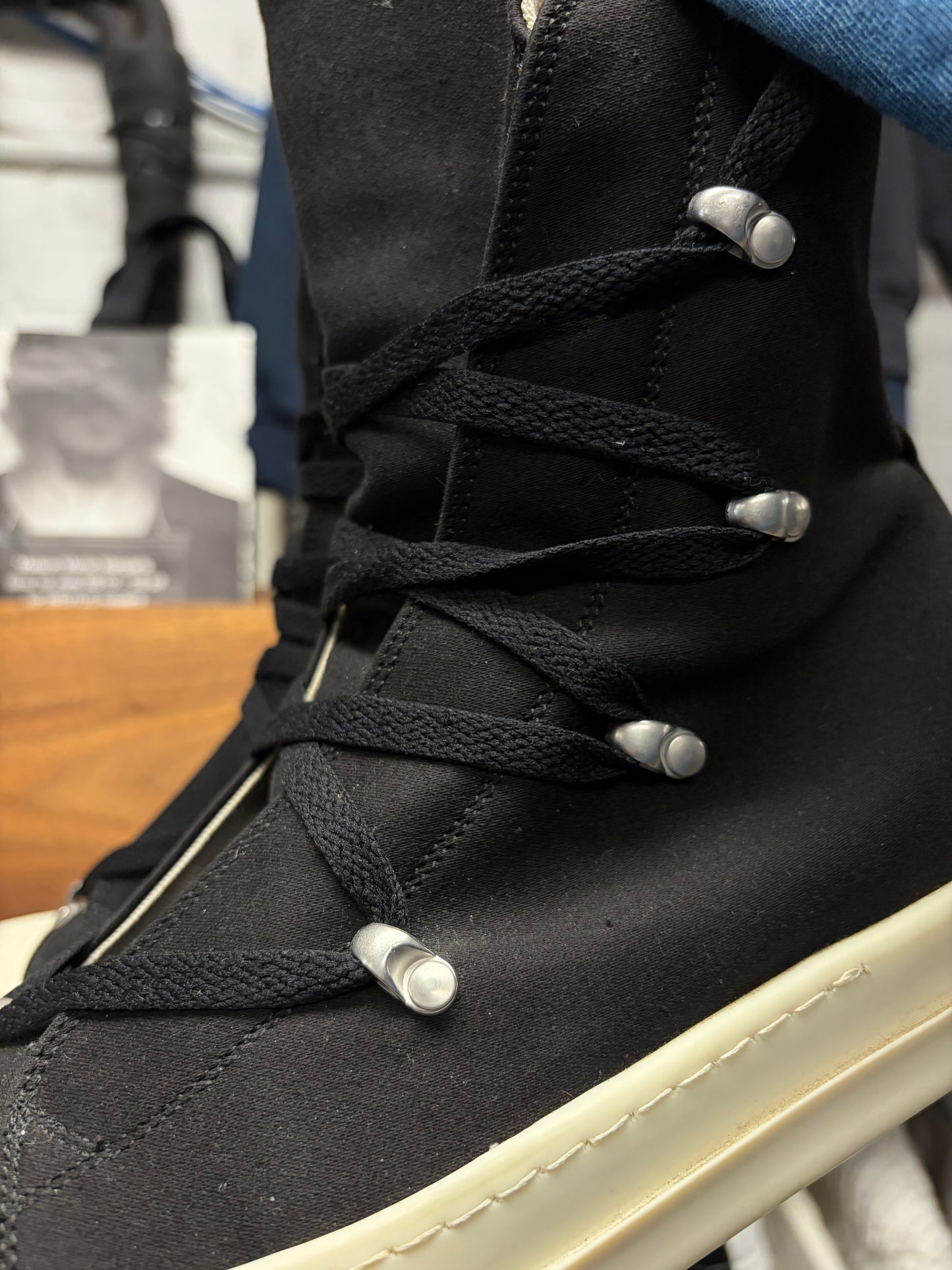 Rick Owens ‘Hexa Ramones’ Black/Milk High Top Sneakers