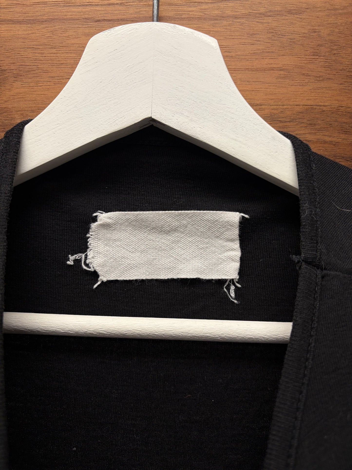 Maison Martin Margiela ‘Blank Tag’ Black Cotton Tank Top with Raw Shoulder Hem